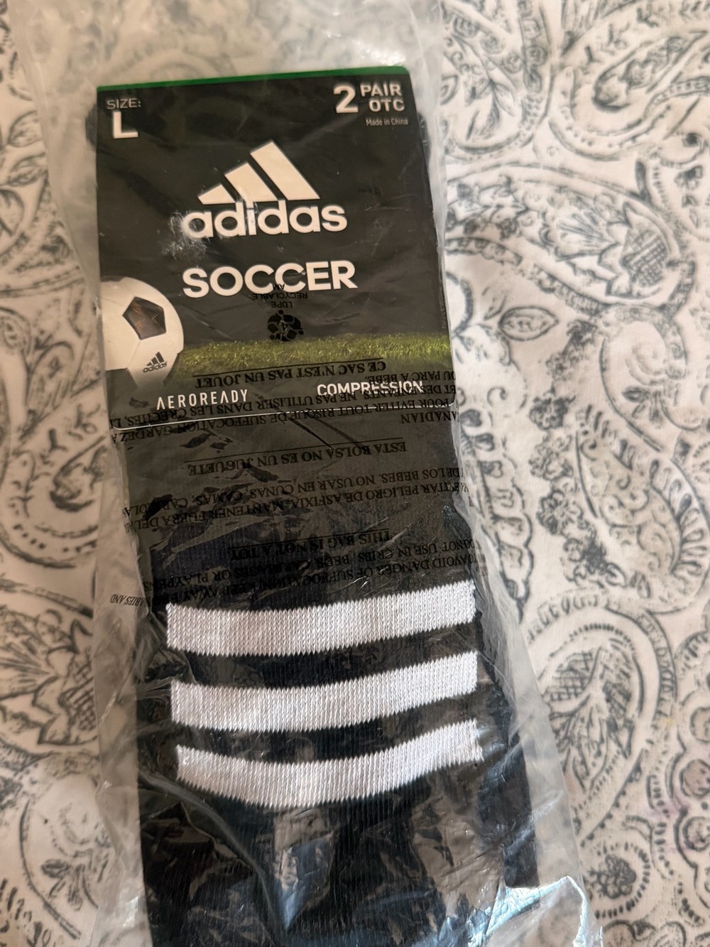 adidas Black and White Soccer Crew Socks - 2 Pair